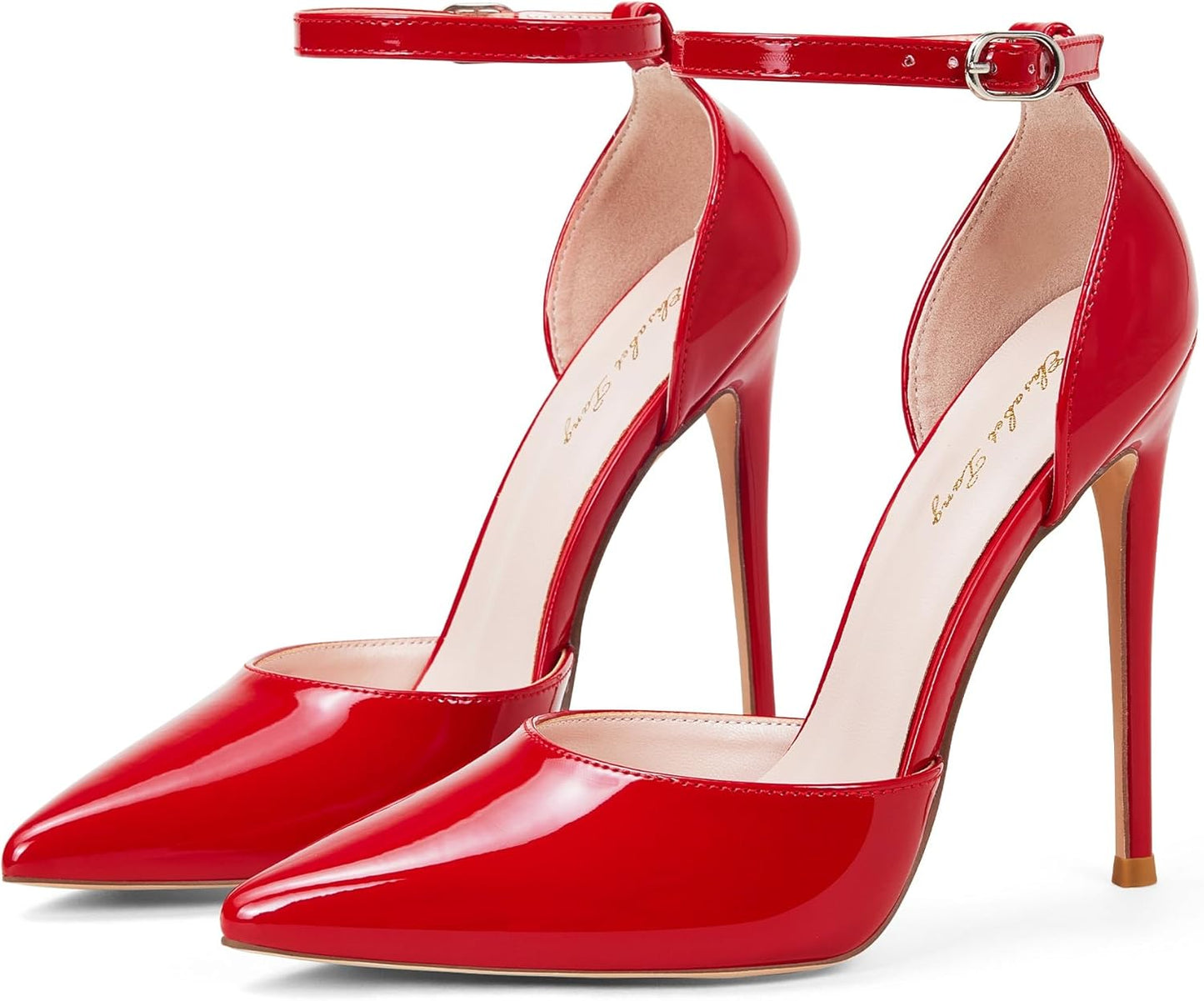 High Heels, Women Pumps D'Orsay Ankle Strap Pointed Toe Stiletto Heels Party Wedding Shoes